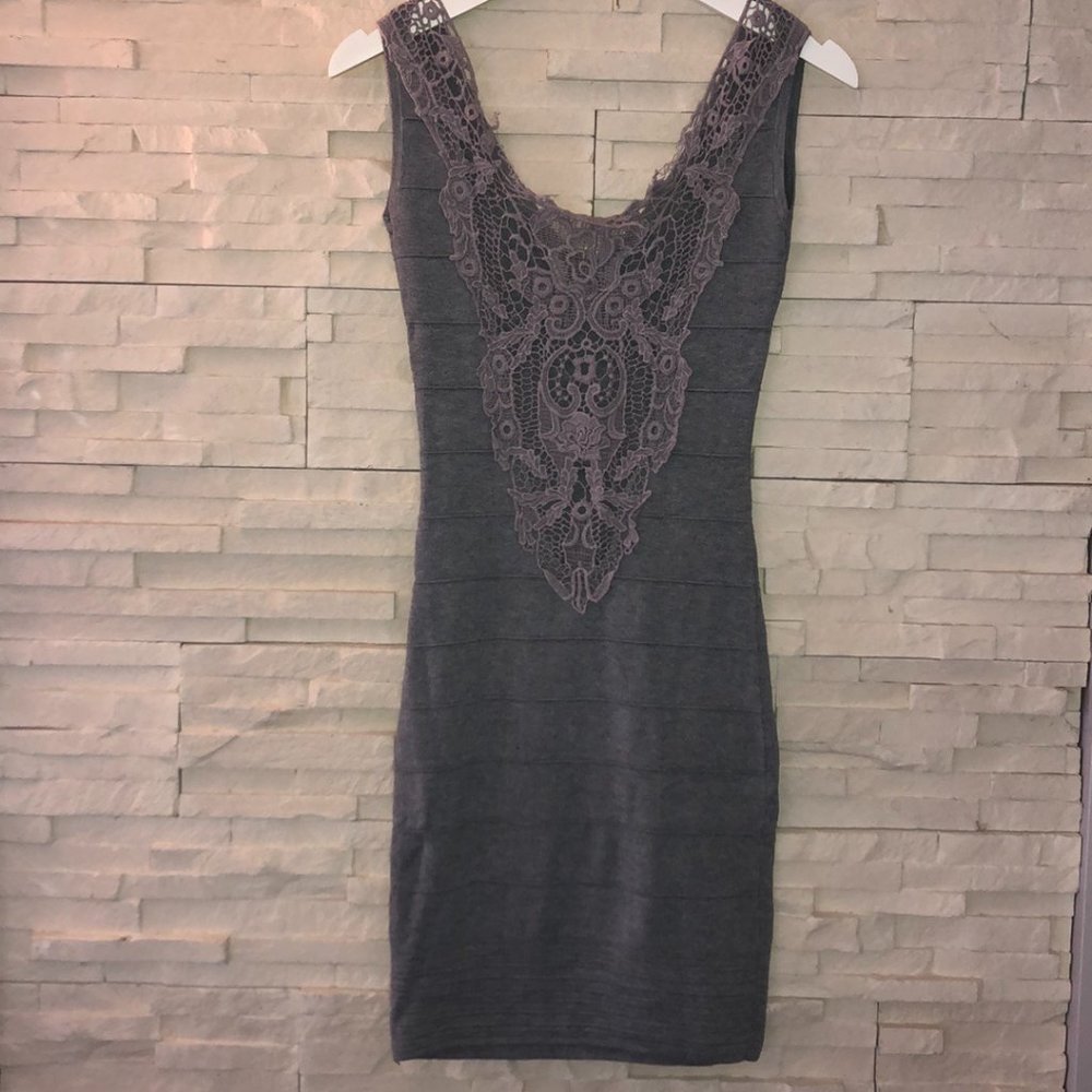 Grey Lace Back Dress